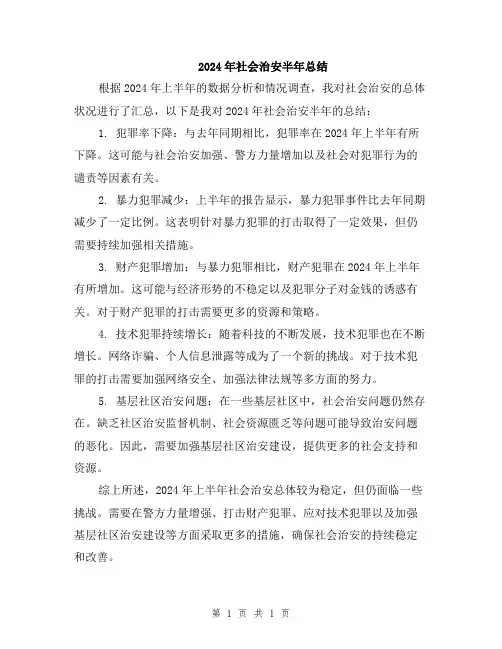 2024年社会治安半年总结
