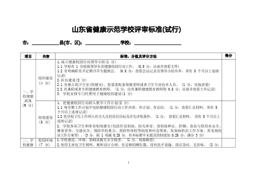 健康校园评审标准