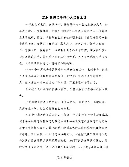 2024仪表工年终个人工作总结（4篇）