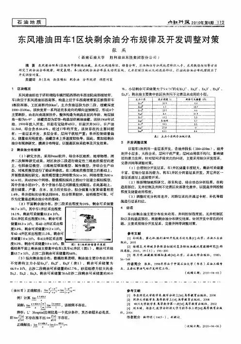东风港油田车1区块剩余油分布规律及开发调整对策