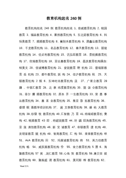教育机构起名240例