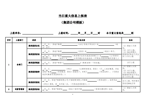 当日重大信息上报表_模板(集团公司)