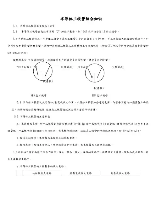 半导体三极管综合知识
