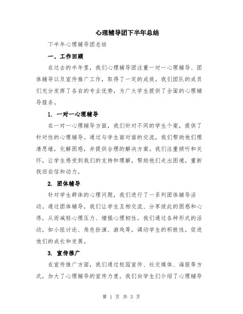 心理辅导团下半年总结