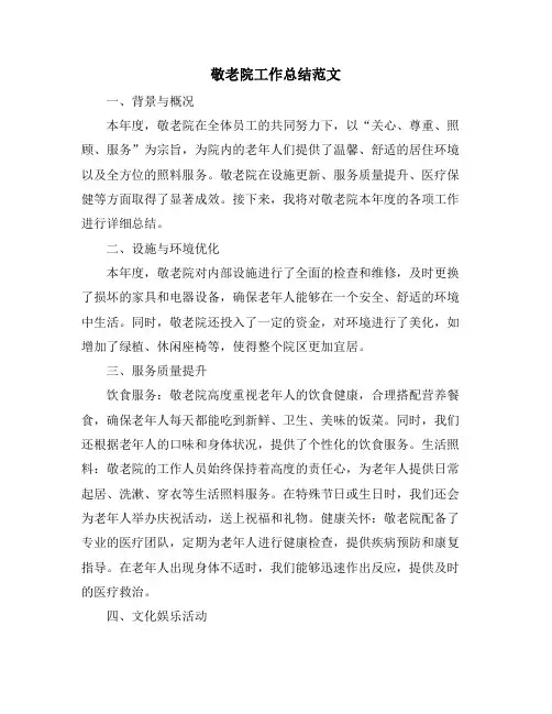敬老院工作总结范文
