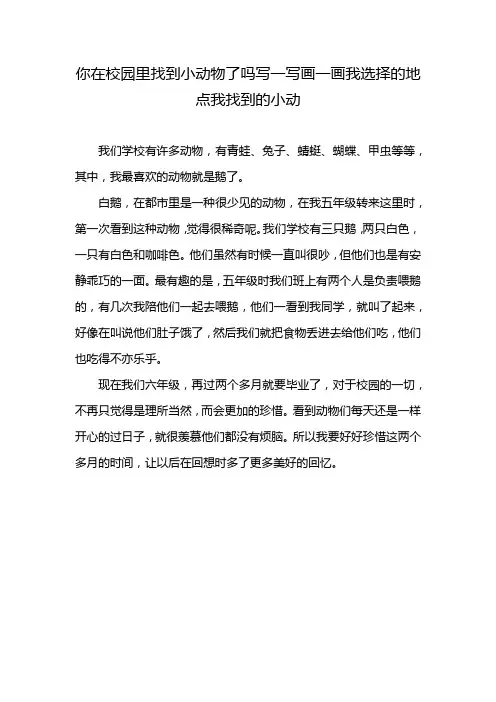 你在校园里找到小动物了吗写一写画一画我选择的地点我找到的小动