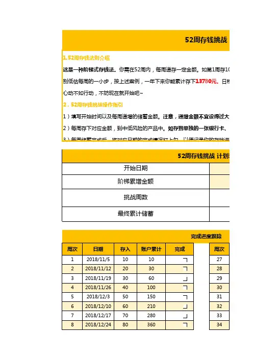 52周存钱挑战计划 .