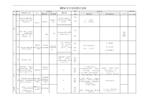 全年促销活动计划表