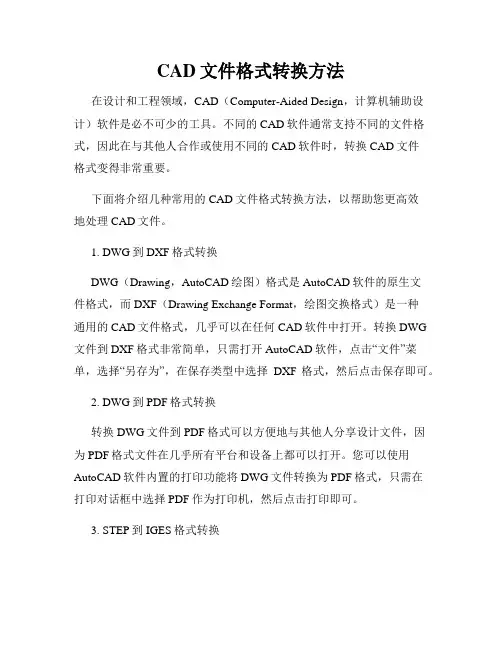 CAD文件格式转换方法