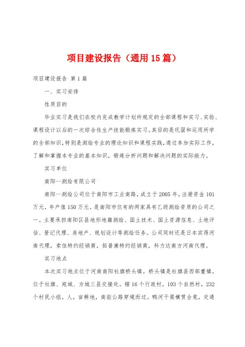 项目建设报告(通用15篇)