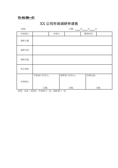 营销市场部表格(表格模板、doc格式)