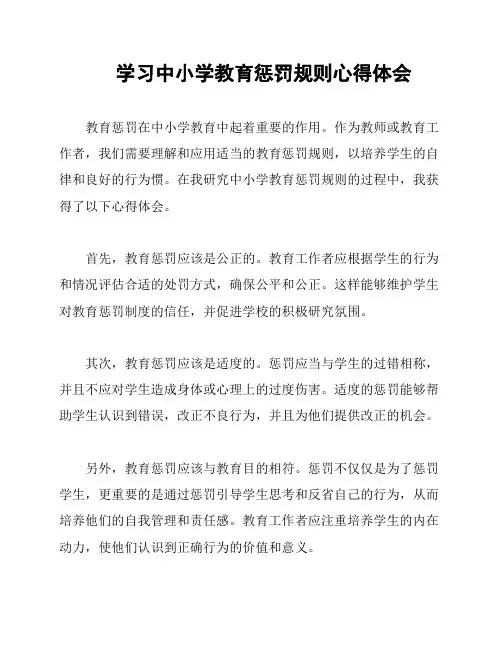 学习中小学教育惩罚规则心得体会