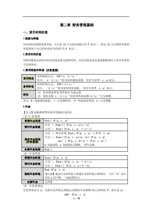 会计中级【财务管理】必背公式大全