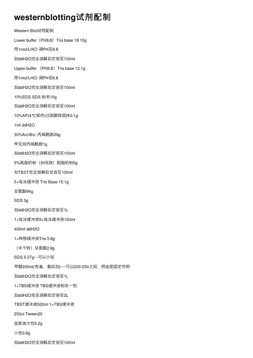westernblotting试剂配制