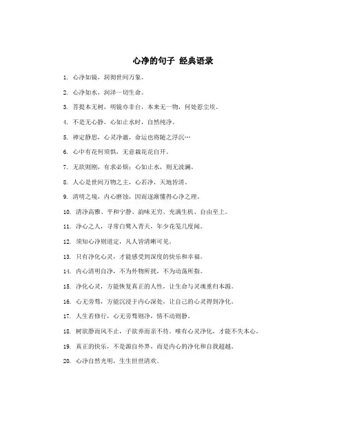 心净的句子 经典语录