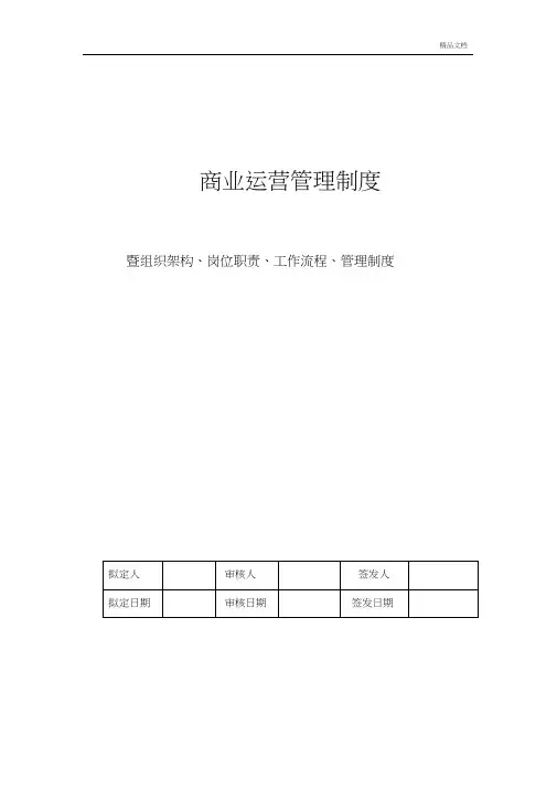 商业运营全套管理制度(组织架构、岗位职责、工作流程、管理制度)