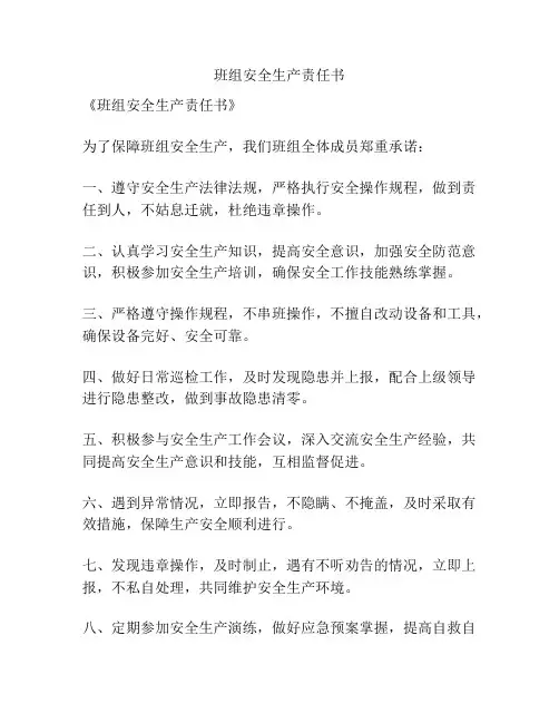 班组安全生产责任书