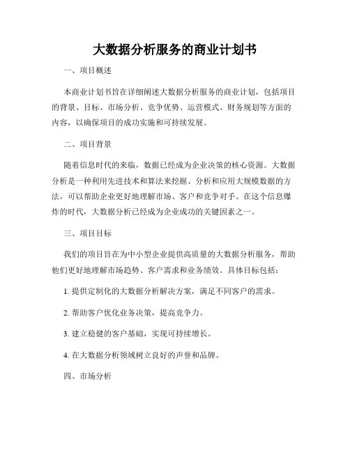 大数据分析服务的商业计划书