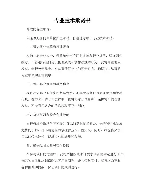 专业技术承诺书