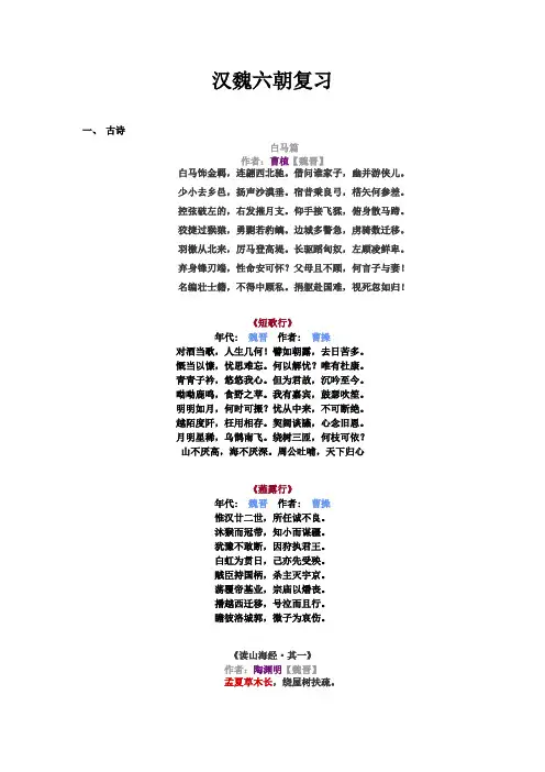 汉魏六朝复习资料