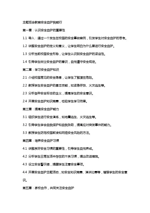 主题班会教案安全自护我能行