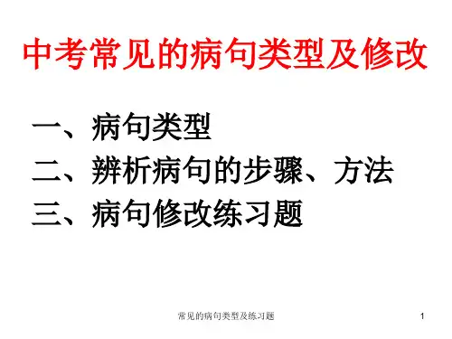 常见的病句类型及练习题 ppt课件
