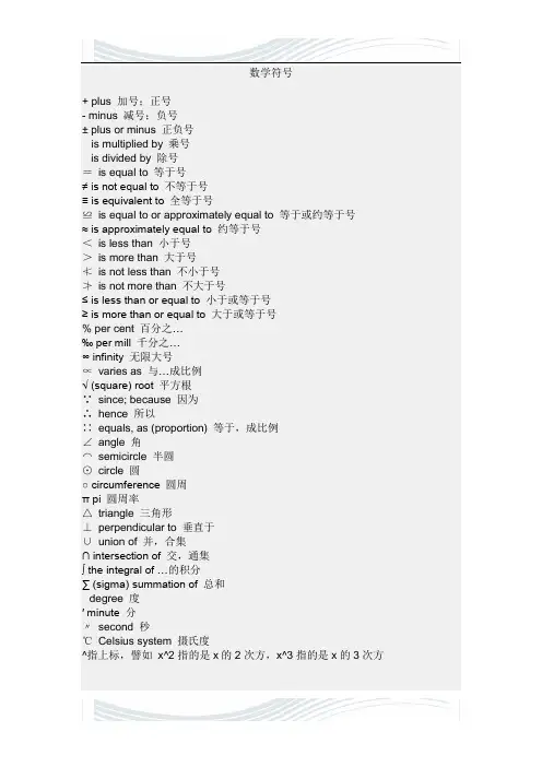 数学符号及运算公式