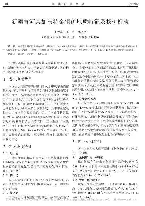新疆青河县加马特金铜矿地质特征及找矿标志_罗世宾