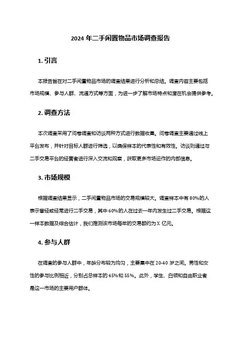2024年二手闲置物品市场调查报告