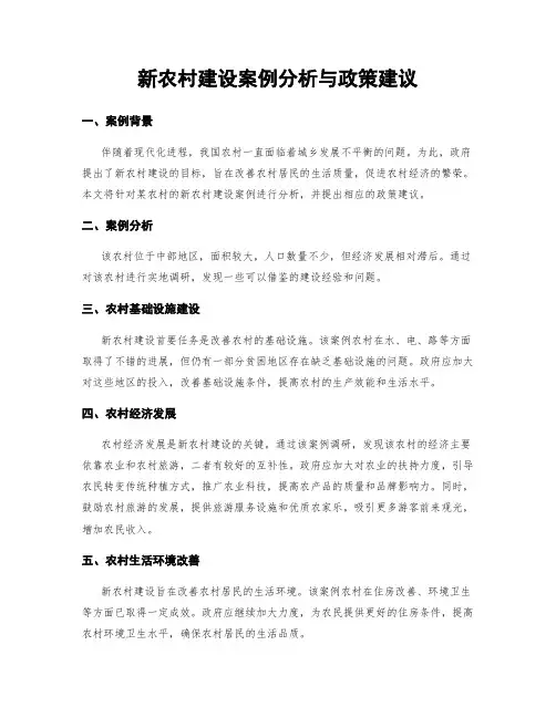 新农村建设案例分析与政策建议