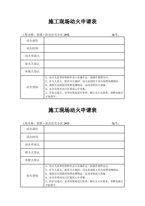 施工现场动火证申请书