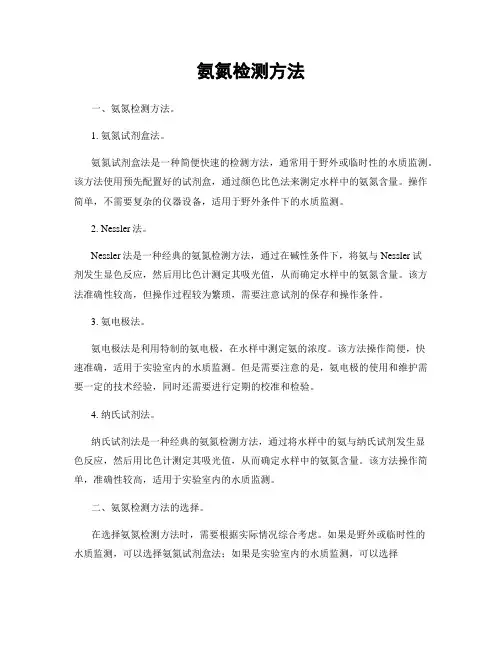 氨氮检测方法