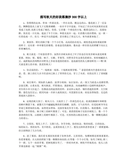 描写秋天的好段落摘抄300字以上