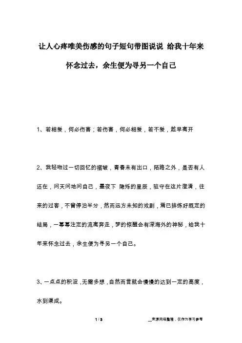 让人心疼唯美伤感的句子短句带图说说 给我十年来怀念过去,余生便为寻另一个自己