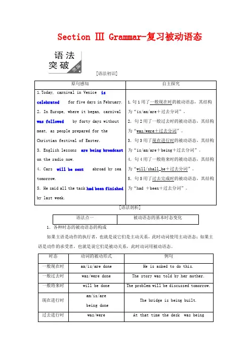 高中英语 Module 4 Carnival Section Ⅲ Grammar