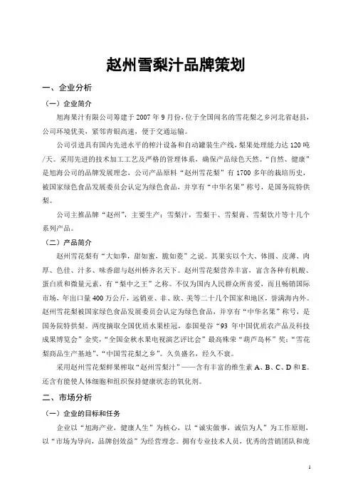 赵州雪梨汁品牌策划