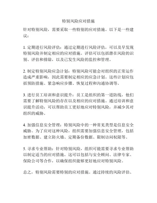 特别风险应对措施