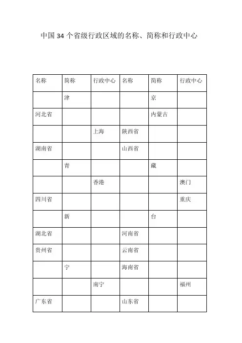 地理人教版八年级上册34个省级行政区划