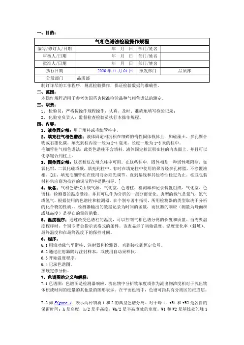 2020版《中国药典》气相色谱法检验操作规程(USP)