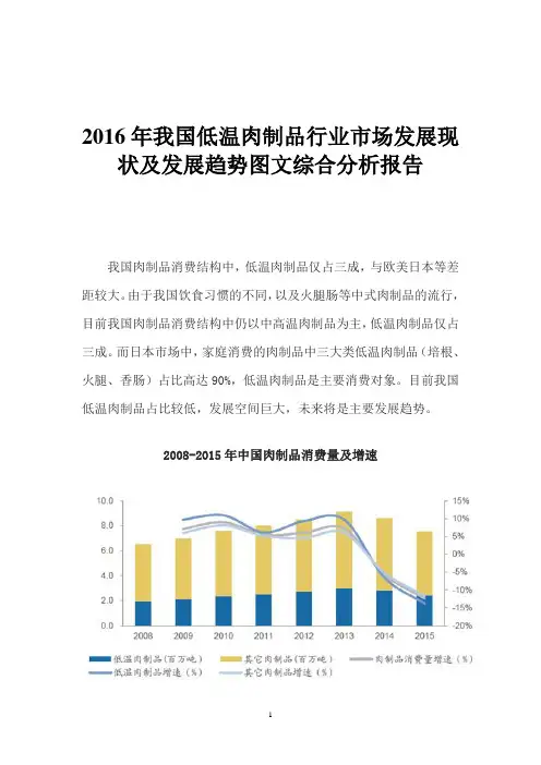 2016年我国低温肉制品行业市场发展现状及发展趋势图文综合分析报告