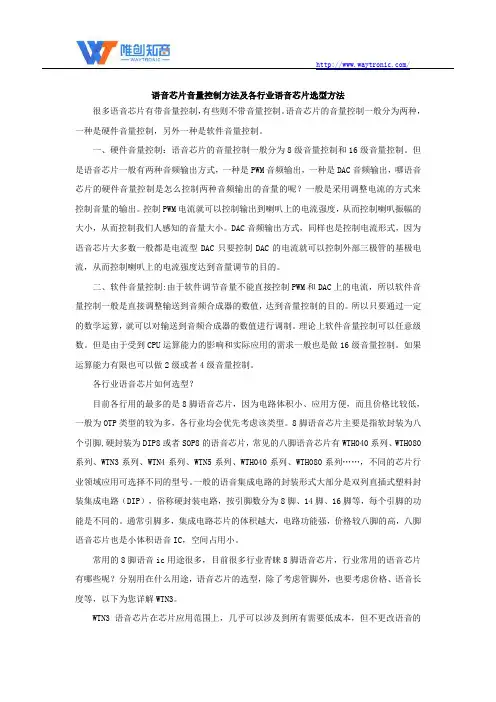 语音芯片的音量控制方法
