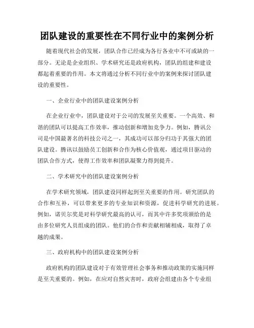 团队建设的重要性在不同行业中的案例分析