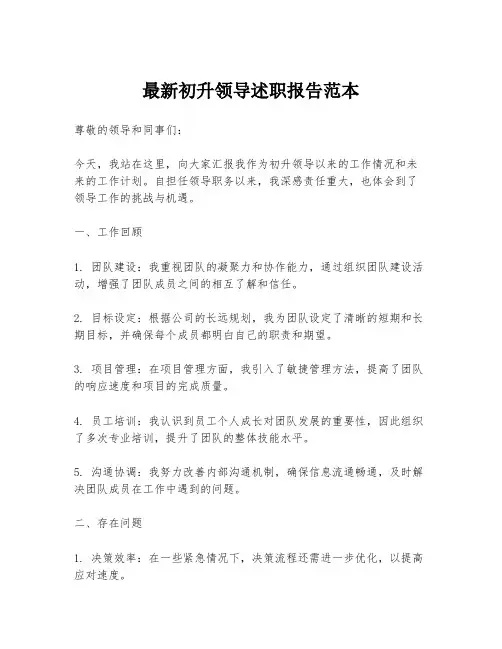 最新初升领导述职报告范本