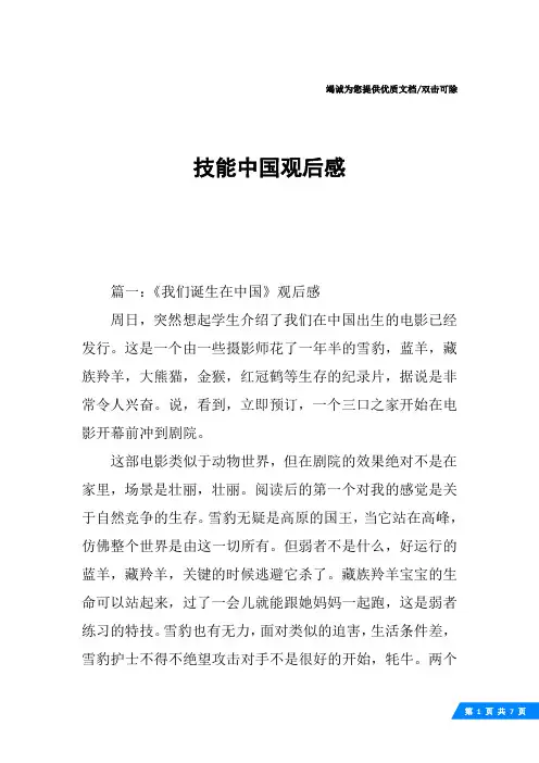 技能中国观后感