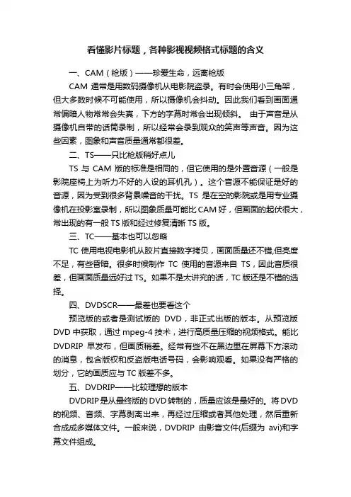 看懂影片标题，各种影视视频格式标题的含义