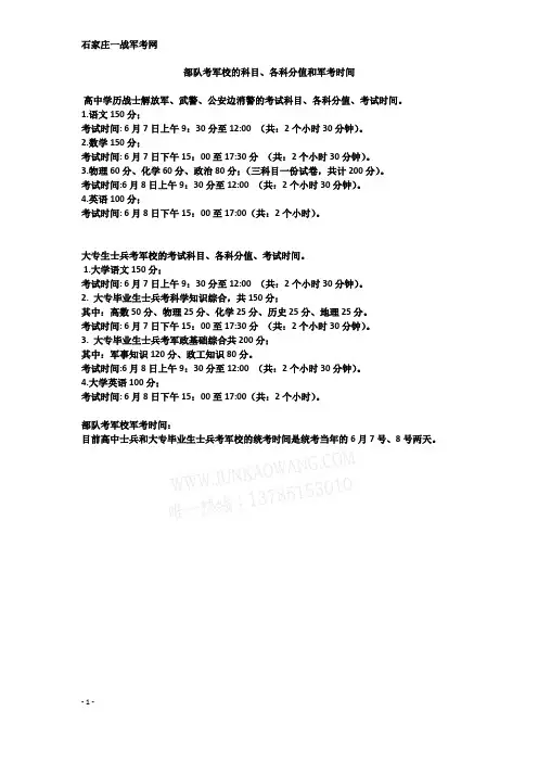 部队考军校的科目