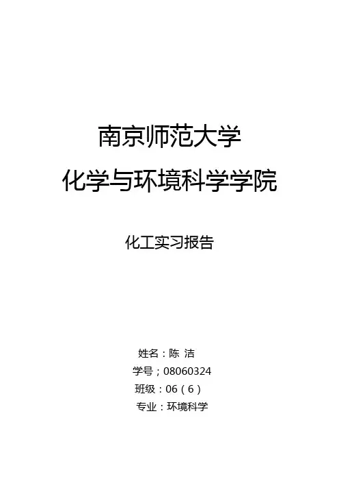 南京师范大学 化工实习报告