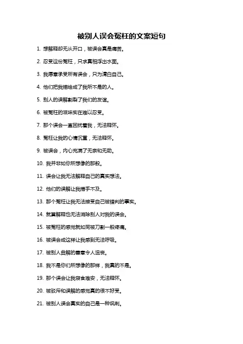 被别人误会冤枉的文案短句