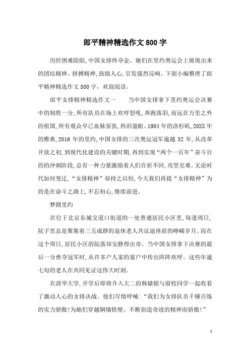 郎平精神精选作文800字