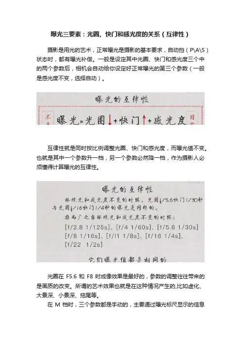 曝光三要素：光圈、快门和感光度的关系（互律性）